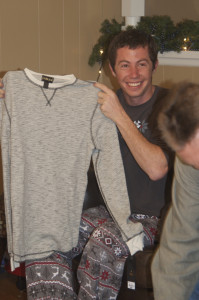 Justin checks out his new warm clothes for Seattle