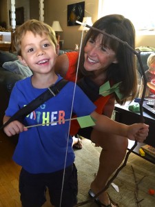 Parker's homemade bow and arrows